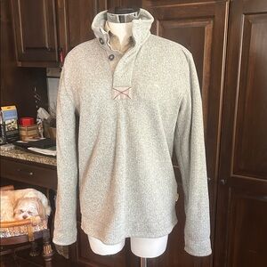 North Coast Sz M Gray Pullover 1/4 Button Sweater Sweatshirt GUC